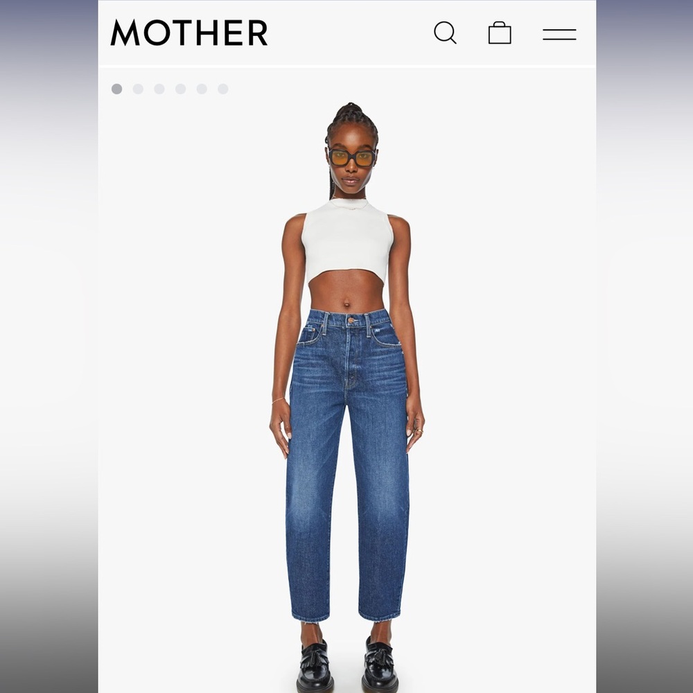 UNWORN Mother Curbside Flood dark wash jeans